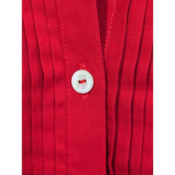 Foxcroft Button Top Womens 16 Non-Iron Stretch Shirt Fitted Fit Red Tuxedo - Picture 5 of 13